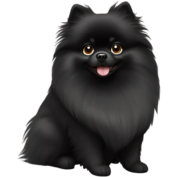 Black Pomeranian Spitz dog emoji