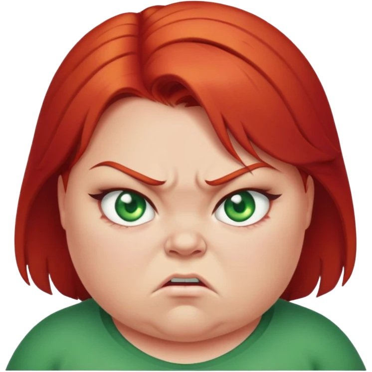 angry overweight girl with red hair and green eyes emoji