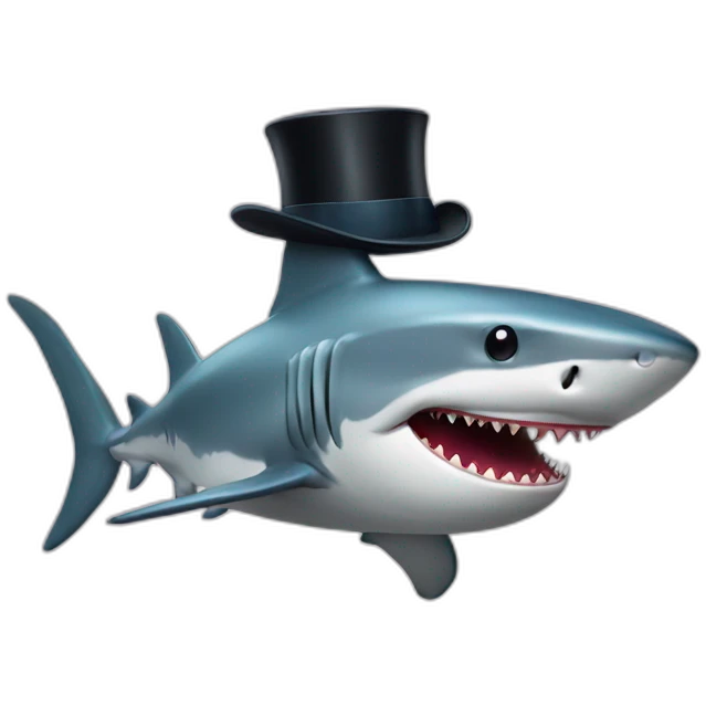 Shark with a top hat emoji