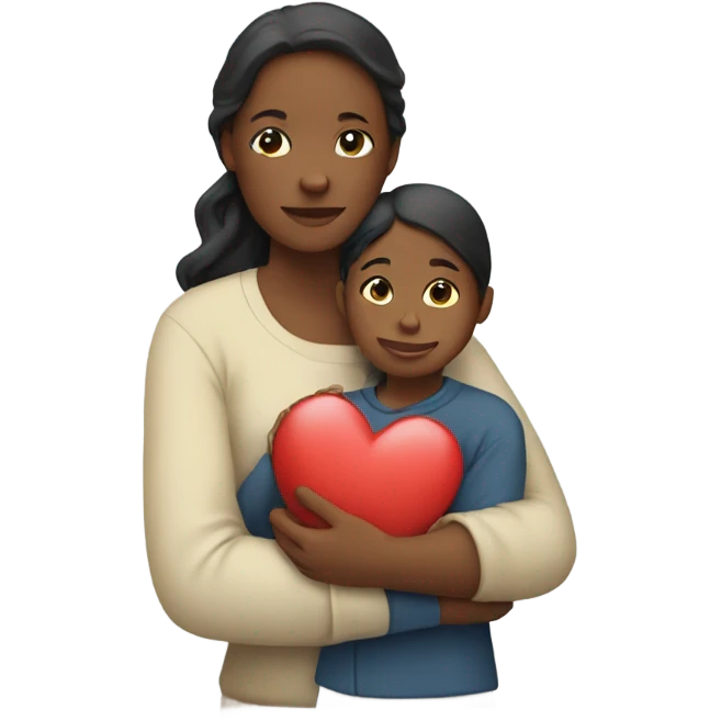 Mother holds her heart in her arm emoji