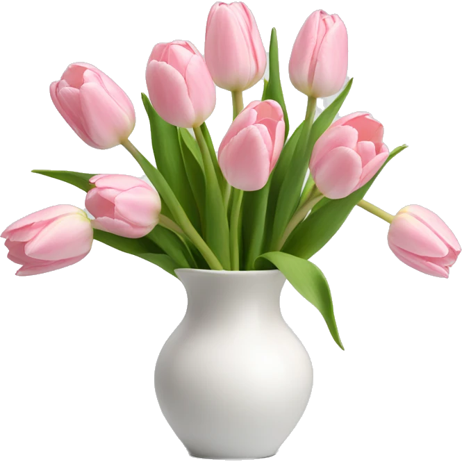 Light pink tulips in white vase emoji