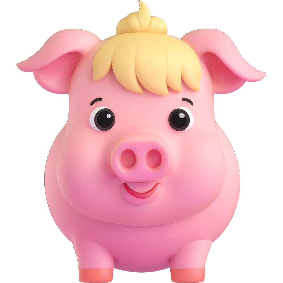 pig with blonde fringe emoji