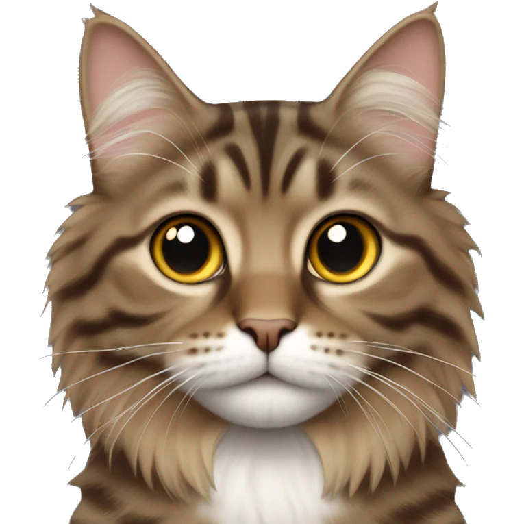 Long hair brown tabby cat no ears emoji