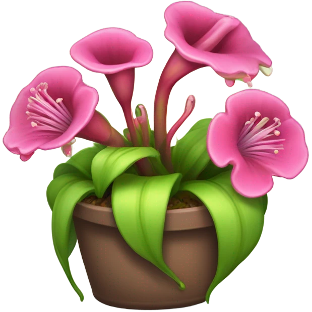 carnivorous plant pink flowers,  emoji