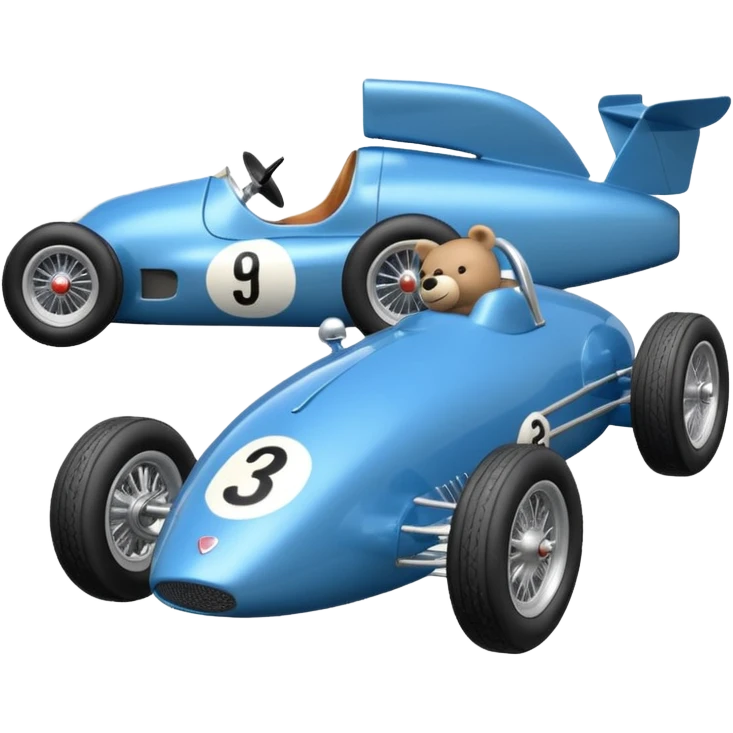  blue and lightly chrome Antique-looking shopping cart sized race car for teddy bear with custom aero body and rear wing  emoji