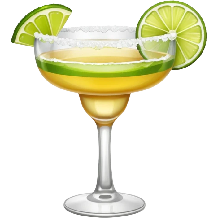 Margarita – glass with salted rim, lime wedge, cold drink emoji
