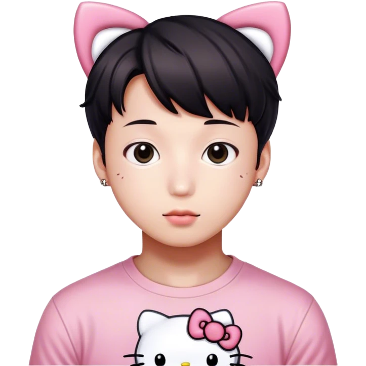 Jungkook with hello kitty top emoji