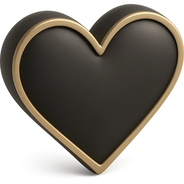 elegant heart icon with soft matte finish and antique gold details emoji