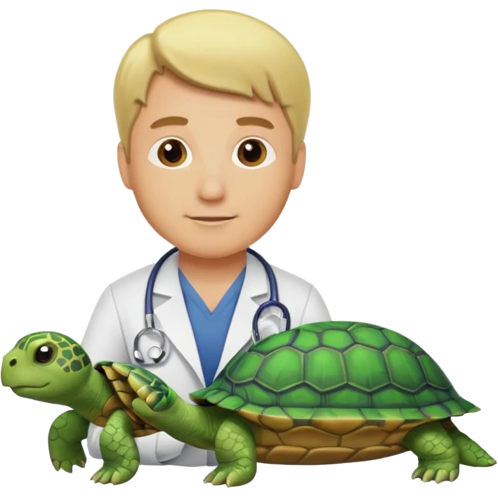 blonde man veterinarian with turtle emoji