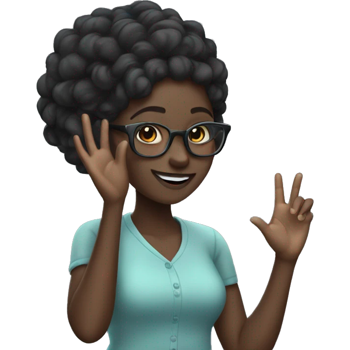 darkskin girl with glasses waving goodbye  emoji