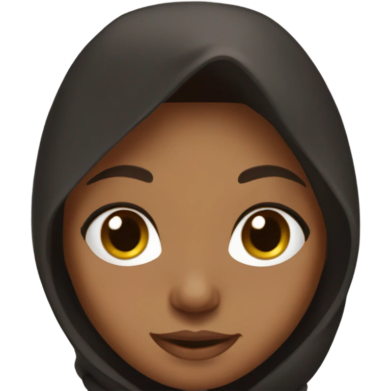 Brownskin pretty girl with black essentials hoodie with long brown hair brown eyes emoji