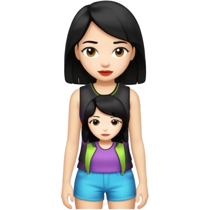 girl In Sleeveless, black hair, funky. emoji