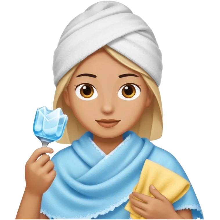 Sculptor polishing with cloth,Ice Sculptors. emoji