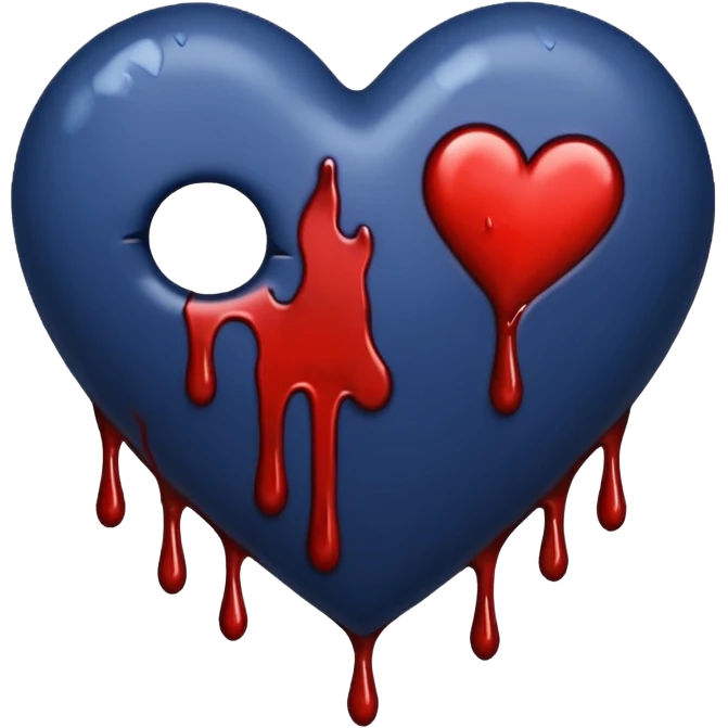 Bleeding navy blue heart with no face emoji