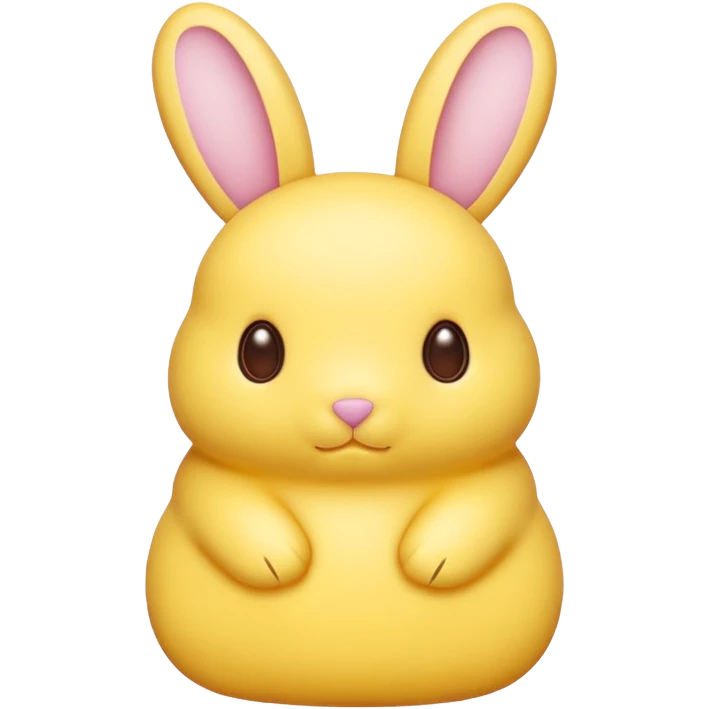 peeps bunny all yellow with three brown dots for eyes and nose no hair no pink emoji