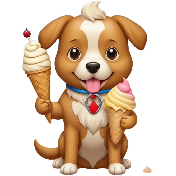 Dog on the beach with an ice cream cone  emoji
