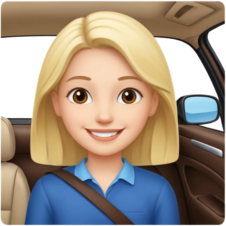 smiling girl in car interior emoji
