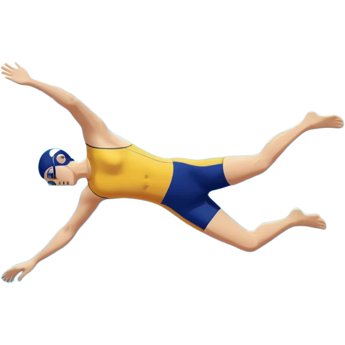 Create a clean emoji of a swimmer diving into a swimming pool, side view (profile view), body fully extended forward, arms straight ahead, legs together, water splash where the swimmer is about to enter. Flat design, bright colors, minimal details, emoji style emoji
