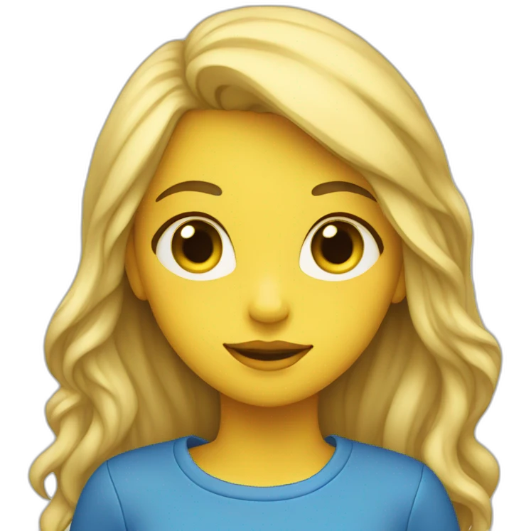 kind girl with blue and yellow heart emoji