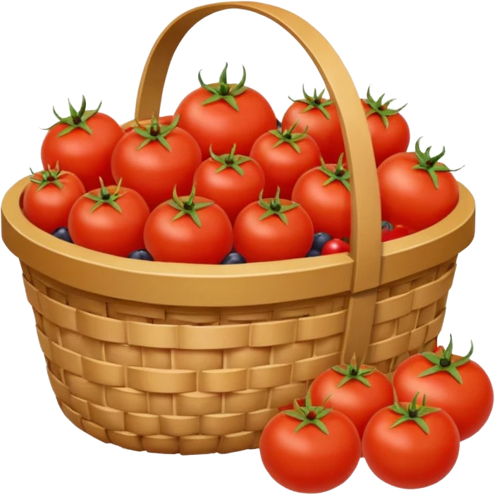 tomato and other fruits in basket and less fruits  emoji