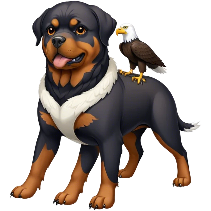 Rottweiler dog with a bald eagle on back emoji
