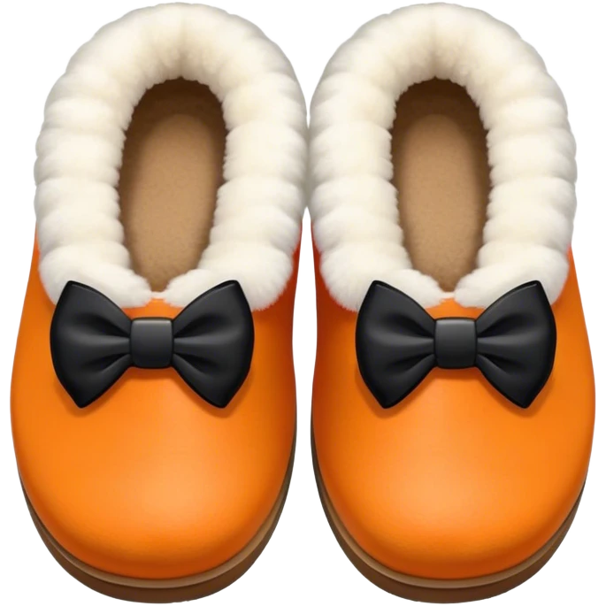 Uggs slippers with orange, white and black bows emoji