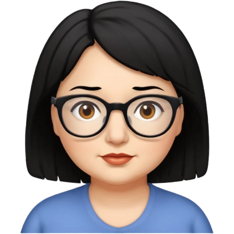 woman 60, brown eyes, very short weavy black hair, chubby emoji