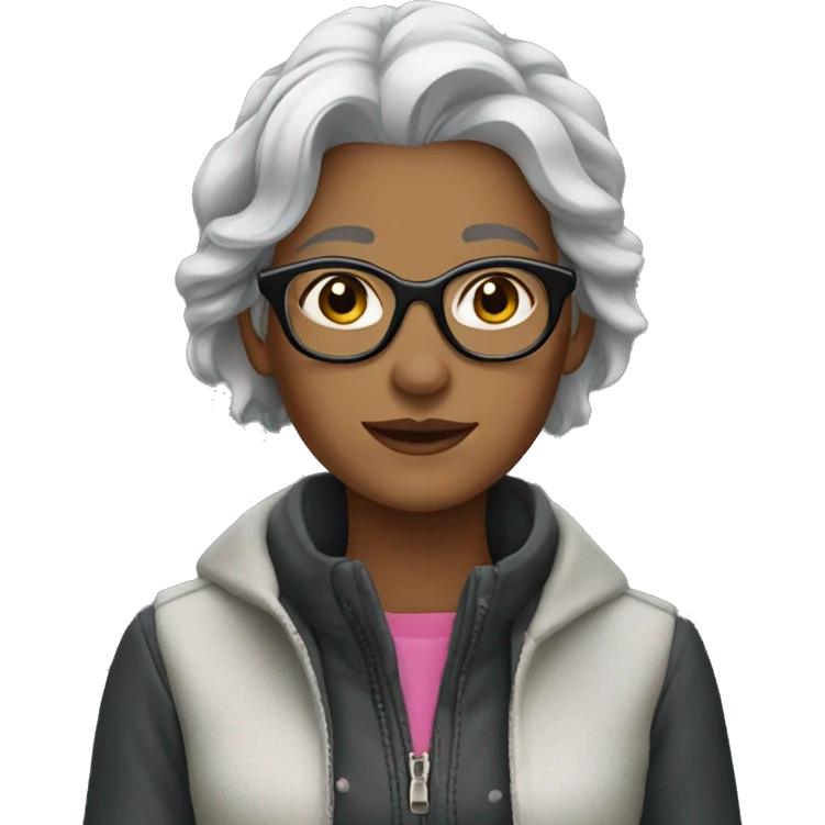 young grey-haired fashionable woman emoji