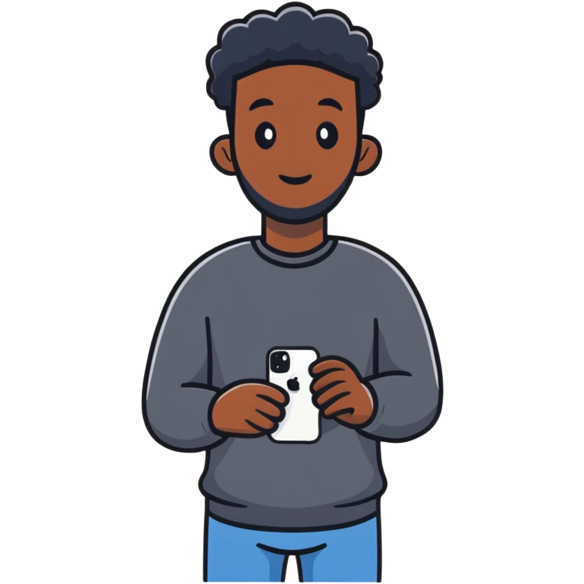 Black guy with iPhone 14 Pro emoji