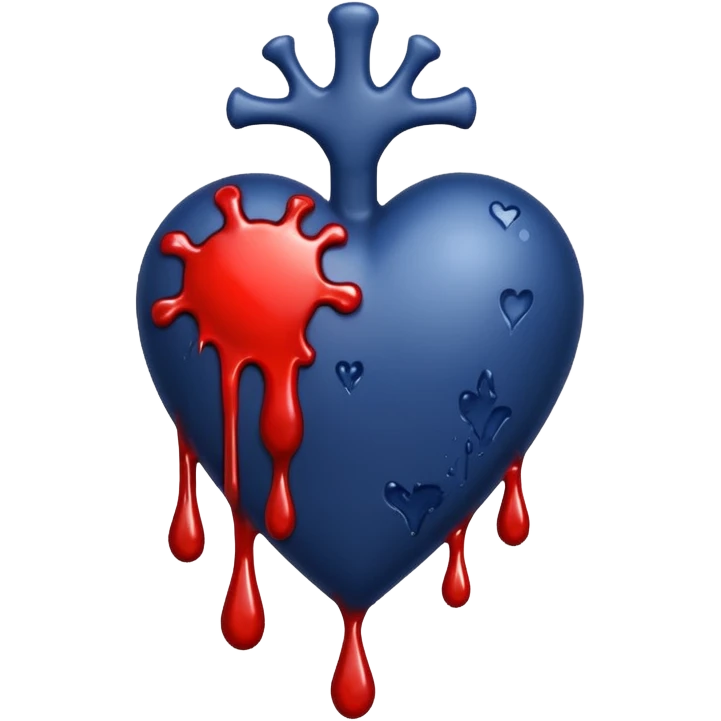 Bleeding navy blue heart with no face emoji