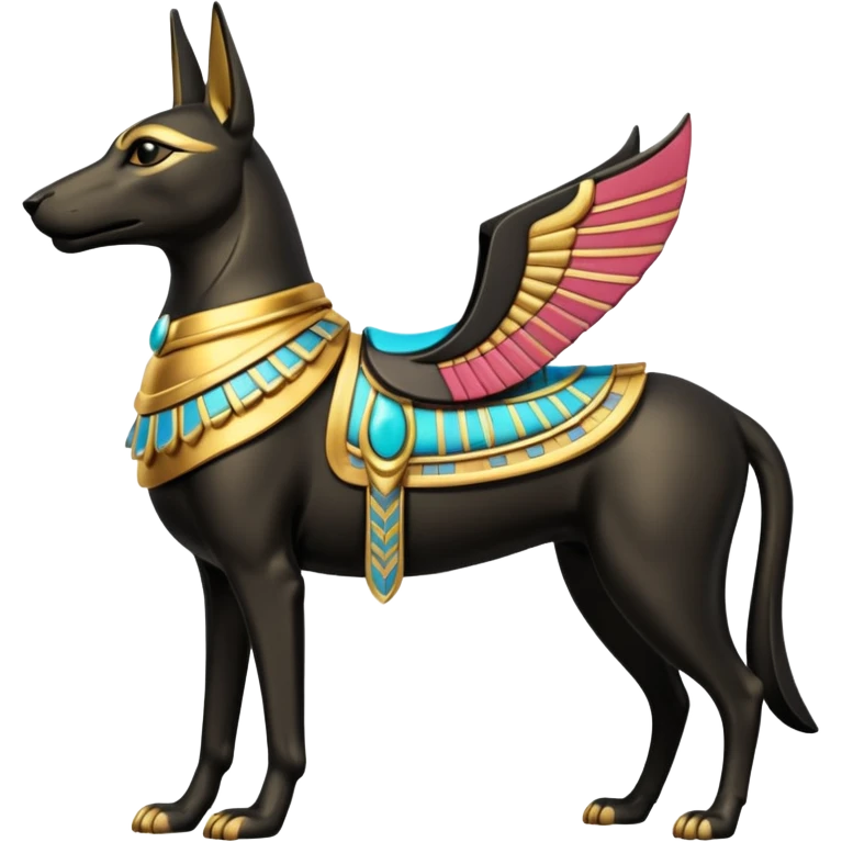 Ancient style saddled four-legged statue casually adorned anubis canine casually posed  emoji