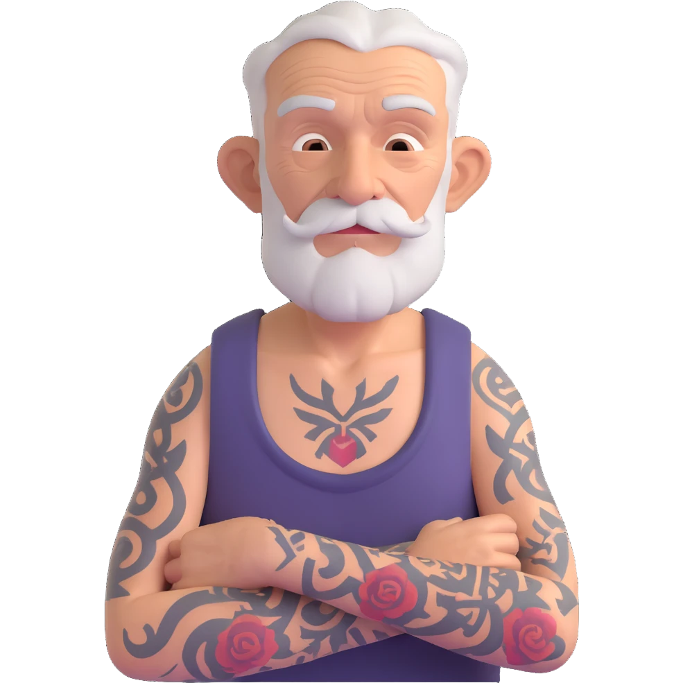 cool old man with tattooes emoji