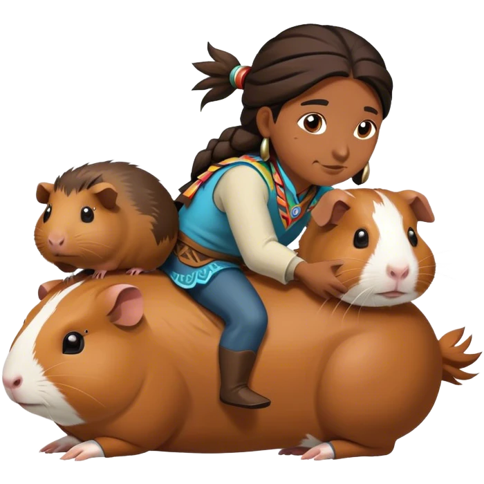 Native American riding Guinea pig  emoji