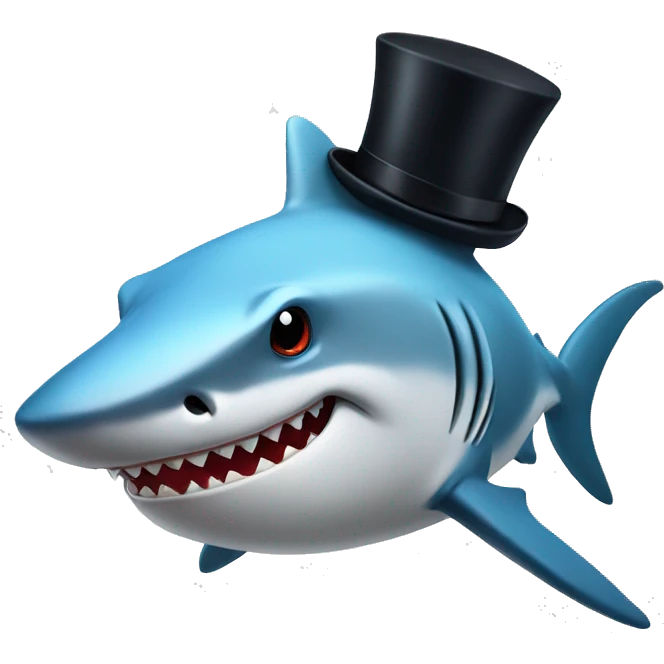 Shark with a top hat emoji