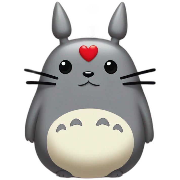 Totoro in love with hearts around his head emoji