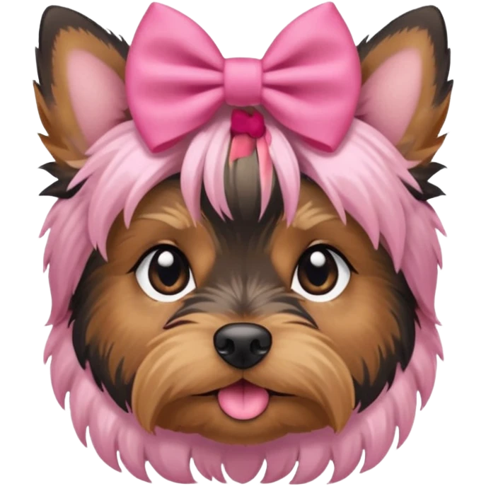 yorkshire terrier dog wearing a small pink bow on top of her head emoji