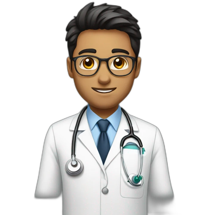 doctor, joven cabello corto rubio emoji