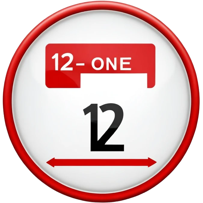 prohibition sign with number 12 inside, no one under 12 allowed symbol emoji