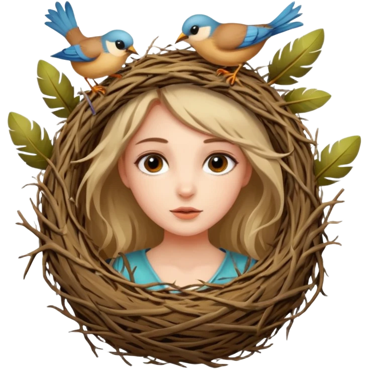 girl with bird nest over her head  emoji