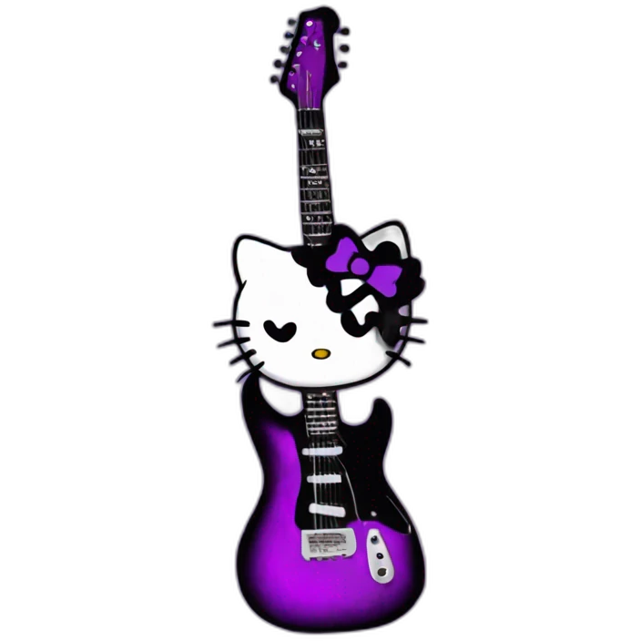 hello kitty emo rockstar headphone guitar black purple emoji