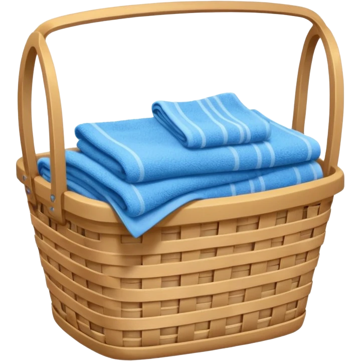 laundry basket with blue towels emoji