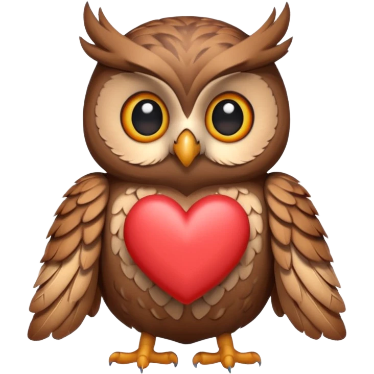 Owl holding hearts emoji