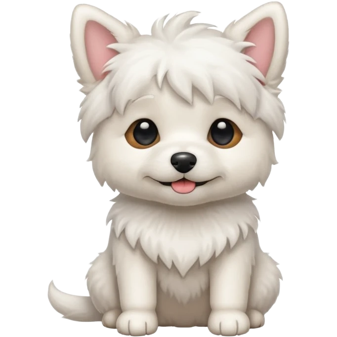 A little scruffy white dog sitting happily emoji