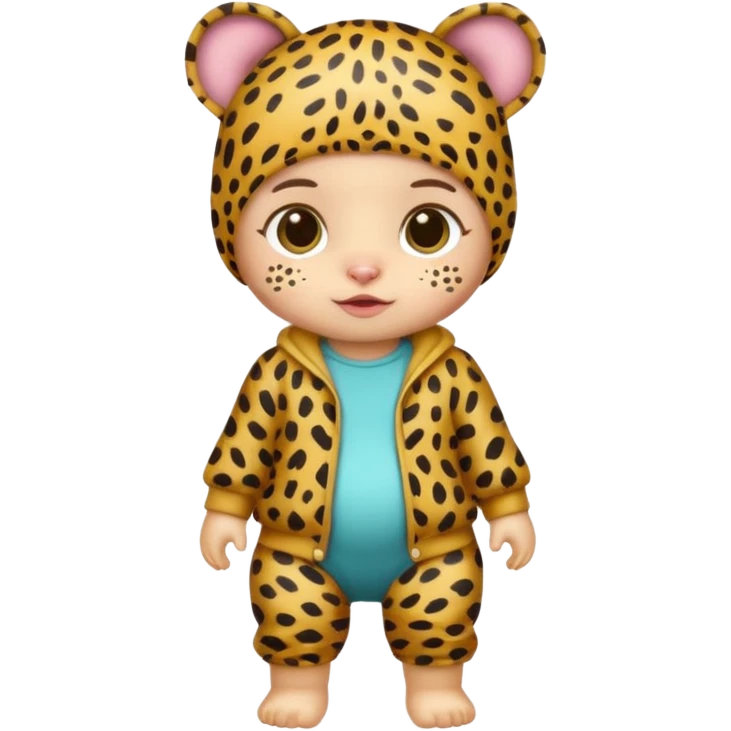 human baby with leopard patterned clothes emoji