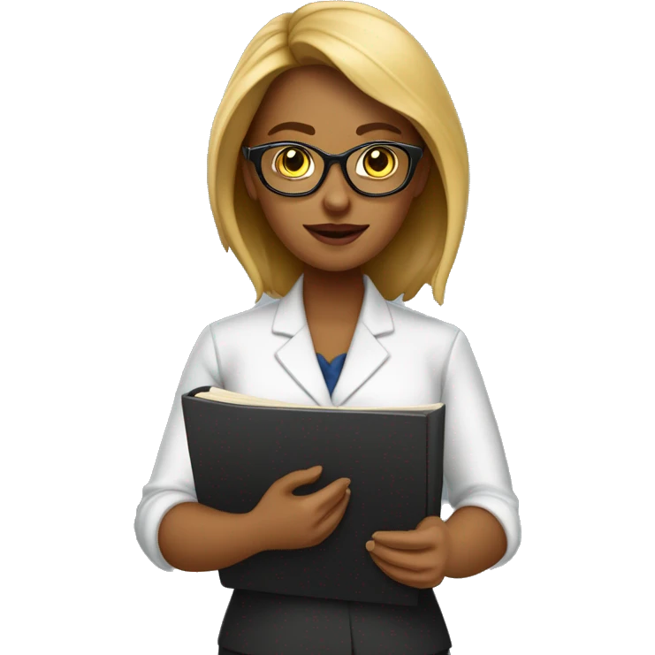 Mulher executiva de oculos anotando no caderno emoji