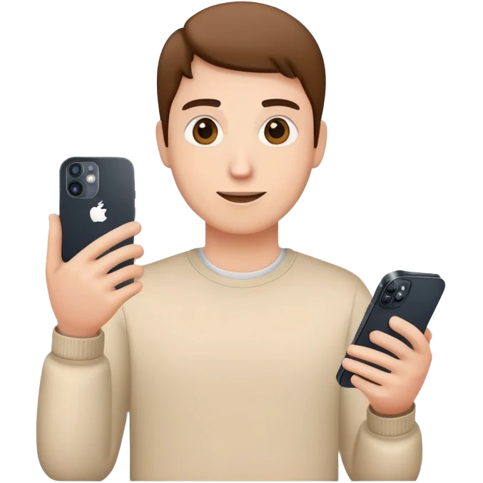 holding an iphone 12 in one hand emoji