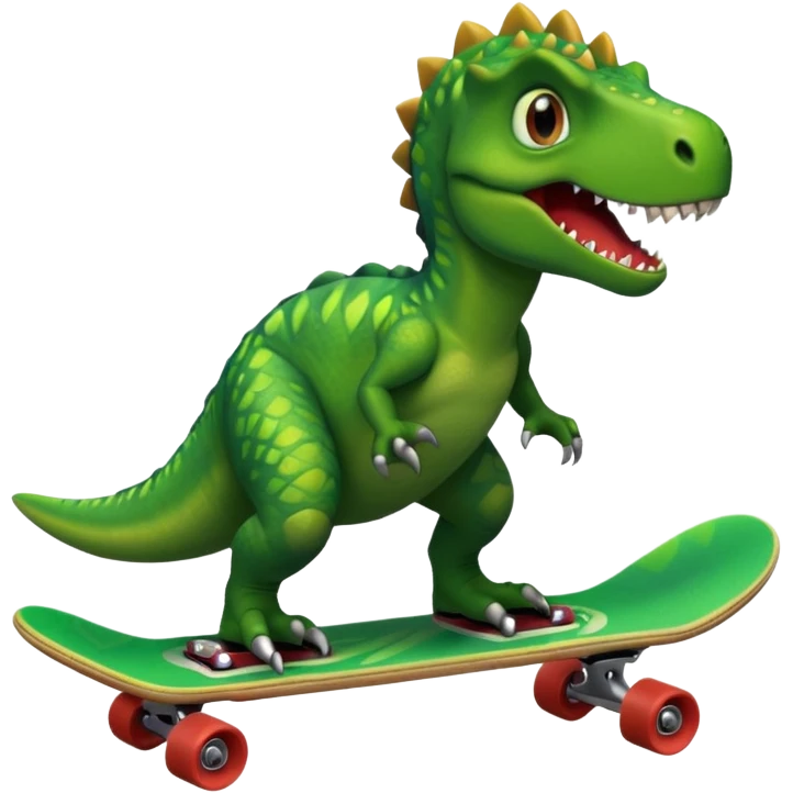 Dinosaur on a skateboard emoji