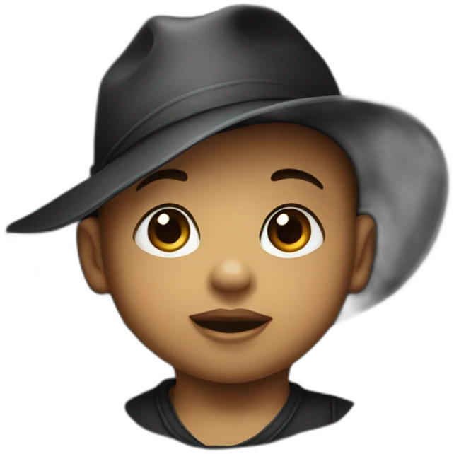 Baby dit with a black hat emoji