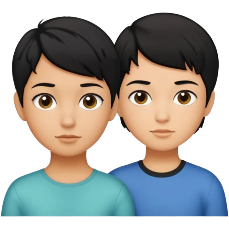 tanned skin, black haired, sibling mermaids, one with short hair and the other with pixie cut  emoji