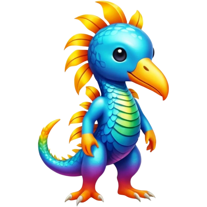 Abstract elemental colorful shiny exotic tropical La Creatura Fakémon full body emoji